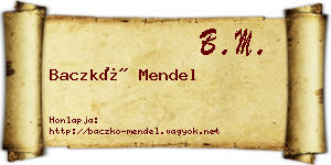 Baczkó Mendel névjegykártya